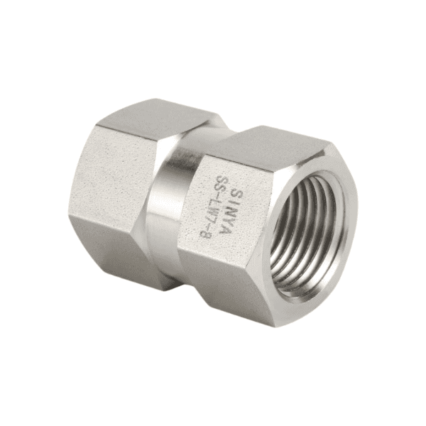 Hex reducing coupling with female threads on both ends